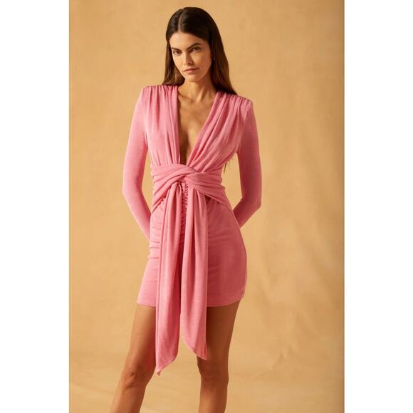 Misha Dress Dekota Azalea V-neck Wrap Mini Women's Size‎ 8 Pink - Picture 1 of 10
